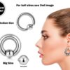 Ball Hoop Earring, CBR Closure Ball Ring with Spring Ball Ear Piercing - Titanium 12G-6G Medium - 8G to 00G Big Ear Gauge With Spring Ball