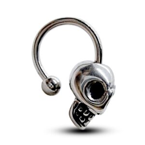 Titanium Horseshoe Skull Ring Piercing 16g Ear Piercing Jewelry, Lip Ring Also for Nipple, PA Ring - Skull Punk - External Threaded