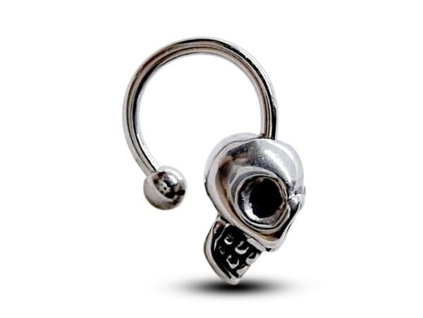 Titanium Horseshoe Skull Ring Piercing 16g Ear Piercing Jewelry, Lip Ring Also for Nipple, PA Ring - Skull Punk - External Threaded