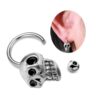 Titanium Horseshoe Skull Ring Piercing 16g Ear Piercing Jewelry, Lip Ring Also for Nipple, PA Ring - Skull Punk - External Threaded