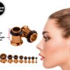 Titanium Single Flare Ear Plugs Eyelet with Black Rubber O-ring - Ear Stretching Kit - 8g 6g 4g 2g 0g 00g - Silver, Black, Gold & Rose Gold