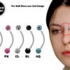 Bridge Piercing Jewelry High Nostril with Disco Ball CZ Crystal - Titanium 18g 16g 14g Curved Bar Piercing also for Eyebrow, Lip Barbell