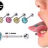 Sexy Flat Tongue Piercing Jewelry Titanium 14G Tongue barbell with Acrylic Coated Multiple CZ Crystal - Barbell Studs, Tongue Ring