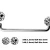 Surface Barbell, Nape Piercing with Disco Ball Crystal - Titanium 16g 14g Implant Grade 90 degree Staple Bar - Collar Bone Piercing