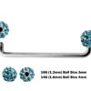 Surface Barbell, Nape Piercing with Disco Ball Crystal - Titanium 16g 14g Implant Grade 90 degree Staple Bar - Collar Bone Piercing