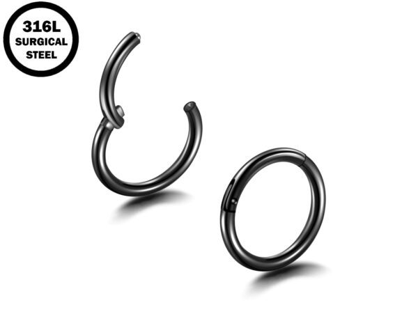 Clicker Septum, Daith Ring, Helix Cartilage Piercing - Surgical Steel 20g 18g 16g 14g Nose Ring - Steel, Gold, Rosegold, Black, Rainbow