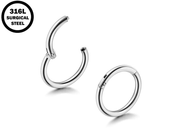 Clicker Septum, Daith Ring, Helix Cartilage Piercing - Surgical Steel 20g 18g 16g 14g Nose Ring - Steel, Gold, Rosegold, Black, Rainbow