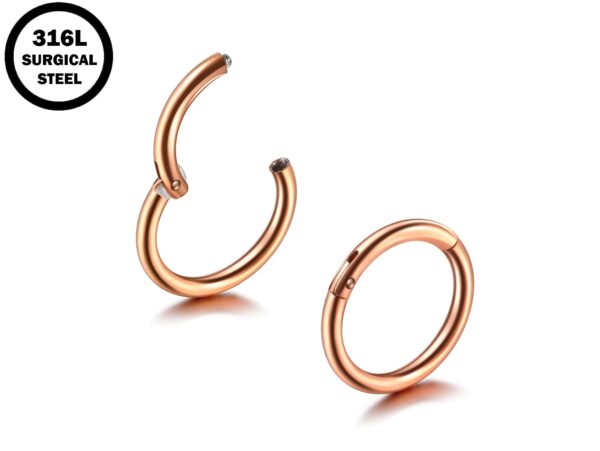 Clicker Septum, Daith Ring, Helix Cartilage Piercing - Surgical Steel 20g 18g 16g 14g Nose Ring - Steel, Gold, Rosegold, Black, Rainbow