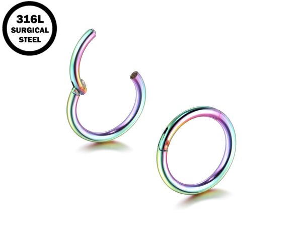 Clicker Septum, Daith Ring, Helix Cartilage Piercing - Surgical Steel 20g 18g 16g 14g Nose Ring - Steel, Gold, Rosegold, Black, Rainbow