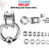 Flesh Tunnels Earring with BCR Ring, Captive Bead Ring Sets - Titanium Steel Ear Plugs & Ball Closure Ring - Gauge and Plugs Earrings