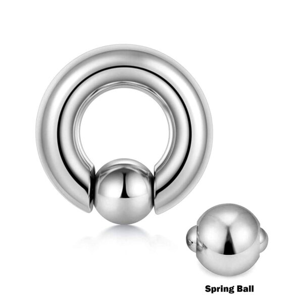 PA Ring, Captive Prince Albert Ring Piercing with Spring Ball 8g to 00g Big Gauge Genital Piercing Jewelry Also Piercing for Septum