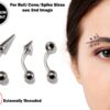 Ball/Cone/Spike Eyebrow Jewelry Piercing Studs - Titanium 18g 16g 14g Curved Bar - Bent Bar, Eyebrow Piercing, Ear Piercing, Lip, Rook