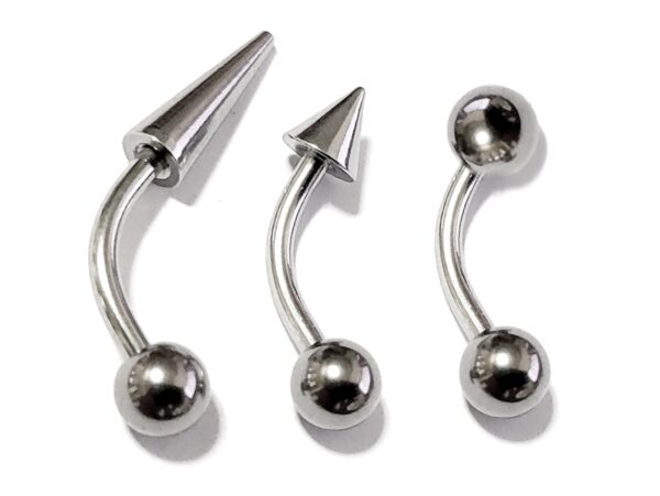 Ball/Cone/Spike Eyebrow Jewelry Piercing Studs - Titanium 18g 16g 14g Curved Bar - Bent Bar, Eyebrow Piercing, Ear Piercing, Lip, Rook