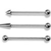 Ball/Cone/Spike Upper Ear Industrial Barbell Piercing Studs - Titanium Implant 16g 14g Barbell Earrings Straight Barbell Externally Threaded