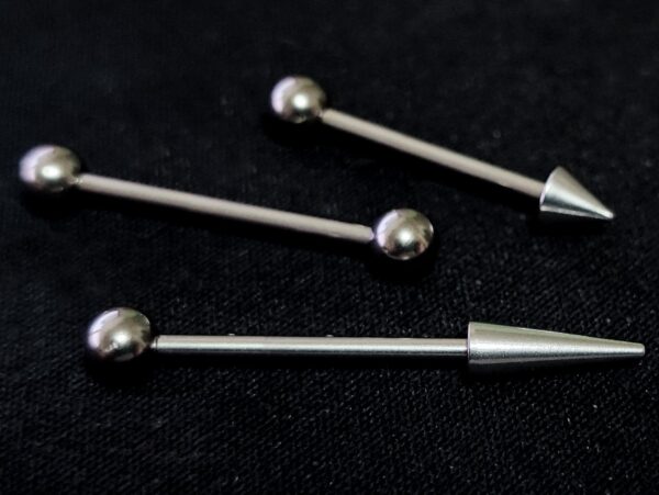 Ball/Cone/Spike Upper Ear Industrial Barbell Piercing Studs - Titanium Implant 16g 14g Barbell Earrings Straight Barbell Externally Threaded