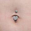 Heart Belly Ring, Navel Ring - Titanium 14g Multi Crystal Heart Shape Bling Bling Belly Bar Crystal Body Jewelry - Short and Long Belly Bars