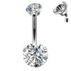 Round Internal Belly Ring, Navel Ring - Titanium 14g Prong Set size 10mm Standard Belly bar, Belly Button Body Piercing