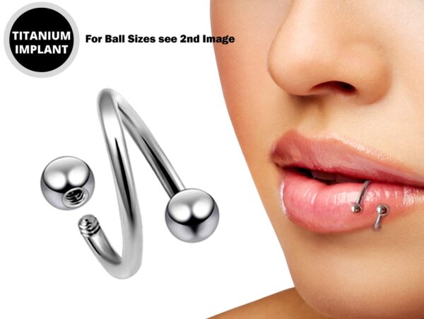 Spiral Circular Barbell Lip Piercing, Titanium Twisted Lip Ring 16g 14g - Also Piercing for Helix, Eyebrow and Ear Lobe Cartilage