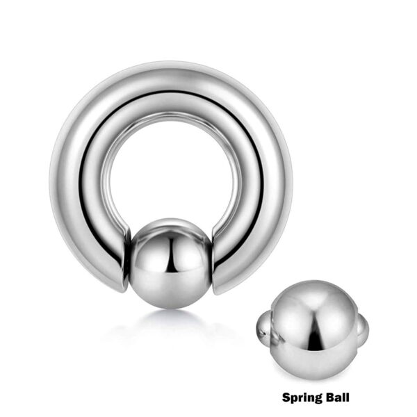 Ball Hoop Septum Ring, CBR Closure Ball Nose Ring, Spring Ball BCR - Titanium 18G-6G Small - 8G to 00G Large Gauge Nose Hoops - Captive Ball