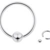 Ball Hoop Septum Ring, CBR Closure Ball Nose Ring, Spring Ball BCR - Titanium 18G-6G Small - 8G to 00G Large Gauge Nose Hoops - Captive Ball