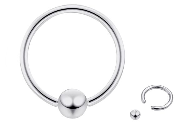 Ball Hoop Septum Ring, CBR Closure Ball Nose Ring, Spring Ball BCR - Titanium 18G-6G Small - 8G to 00G Large Gauge Nose Hoops - Captive Ball