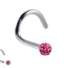 Nostril Screw Studs, Nasallang Piercing with Disco Ball CZ Crystal - Titanium 20g 18g 16g Indian Nose Stud - Externally Threaded Ball