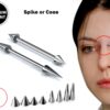 Cone / Spike Nose Bridge Barbell Piercing Studs 18g 16g 14g Titanium Straight Barbell Upper Nose Piercing - Choose Spike and Cone Size