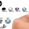 Internal Dermal Anchor Piercing, Collar Bone Piercing with Gem CZ Crystal - Titanium 14G Micro Dermal Implant Skin Jewelry