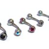 Curved Nose Bridge Piercing Jewelry with 5 Stone Crystal Ball - Titanium 18g 16g 14g Bent Bar Piercing also for Eyebrow, Lip Barbell