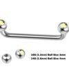 Dermal Surface Piercing, Nape Piercing with Gem Crystal - Titanium 16g 14g Implant Grade 90 degree Staple Bar - Collar Bone Piercing