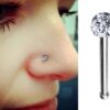 Straight Nose Stud Piercing, Titanium 20g Nose Pin with Fixed Ball CZ Crystals - Body Piercing for Nostril Stud, Nose Piercing, Nose bone