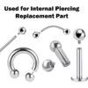 Internal Balls Piercing Parts - 2pcs Titanium Piercing Balls for Internal Piercing - 16G to 00G ball parts for Barbell, PA Ring, Labret