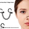 Nasallang Nose Screw Piercing, 2pcs Nostril Studs with Single Chain Piercing - 18G Nose Piercing with Fixed Ball Nostril Jewelry