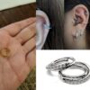 Clicker Earrings, Helix Hoops, Cartilage Hoops 16G with CZ Crystal Setting - Titanium Implant - Ear Piercing Jewelry