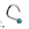 Nostril Screw Studs, Nasallang Piercing with Disco Ball CZ Crystal - Titanium 20g 18g 16g Indian Nose Stud - Externally Threaded Ball