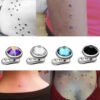 Internal Dermal Anchor Piercing, Collar Bone Piercing with Gem CZ Crystal - Titanium 14G Micro Dermal Implant Skin Jewelry