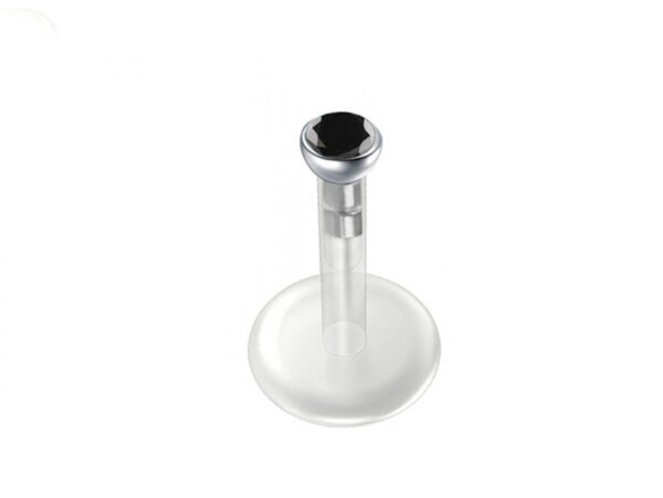 Flexible Labret Retainer, Clear 16G Labret with Top Gem CZ Crystals - Bioplast Labret - Hide Piercing Lip Labret