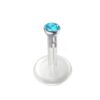 Flexible Labret Retainer, Clear 16G Labret with Top Gem CZ Crystals - Bioplast Labret - Hide Piercing Lip Labret