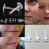 Flexible Labret Retainer, Clear 16G Labret with Top Gem CZ Crystals - Bioplast Labret - Hide Piercing Lip Labret