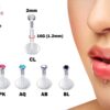 Flexible Labret Retainer, Clear 16G Labret with Top Gem CZ Crystals - Bioplast Labret - Hide Piercing Lip Labret