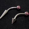 Titanium Spike Vertical Labret Stud Lip Piercings with Multi Stone Crystals- Spikes / Cone 18g 16g 14g Curved Bar for Anti- Eyebrow, Rook