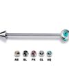 Ball/Cone/Spike Upper Ear Industrial Barbell with Multi Stone Crystals - Titanium Implant 16g 14g Ear Piercing Straight Barbell