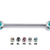 Ball/Cone/Spike Upper Ear Industrial Barbell with Multi Stone Crystals - Titanium Implant 16g 14g Ear Piercing Straight Barbell