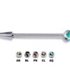 Ball/Cone/Spike Upper Ear Industrial Barbell with Multi Stone Crystals - Titanium Implant 16g 14g Ear Piercing Straight Barbell