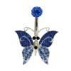 Butterfly Belly Ring, Silver Navel Piercing Studded with CZ Crystals Body Piercing 14G (1.6mm) Belly Button Ring standard size 10mm Length