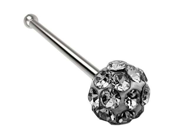 Straight Nose Stud Piercing, Titanium 20g Nose Pin with Fixed Ball CZ Crystals - Body Piercing for Nostril Stud, Nose Piercing, Nose bone