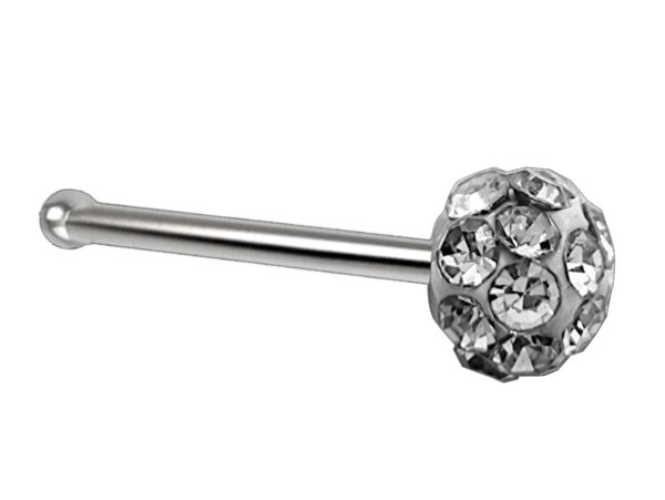 Straight Nose Stud Piercing, Titanium 20g Nose Pin with Fixed Ball CZ Crystals - Body Piercing for Nostril Stud, Nose Piercing, Nose bone