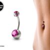 Round Belly Ring, Navel Ring - Titanium 14g with Multi Stone Ball Crystal Body Jewellery - Short and Long Belly Bars, Belly Button Piercing