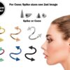 Spiral Helix Piercing, Titanium Twisted Barbell Earring 16g 14g in many Colours - Vacuum Plated - Also Piercing for Lip, Eyebrow, EarLobe