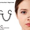 Nostril Screw Studs 2pcs Nostril Studs with Chain Piercing - Titanium 20G Nose Piercing with Gem CZ Crystals Black Nostril Jewelry